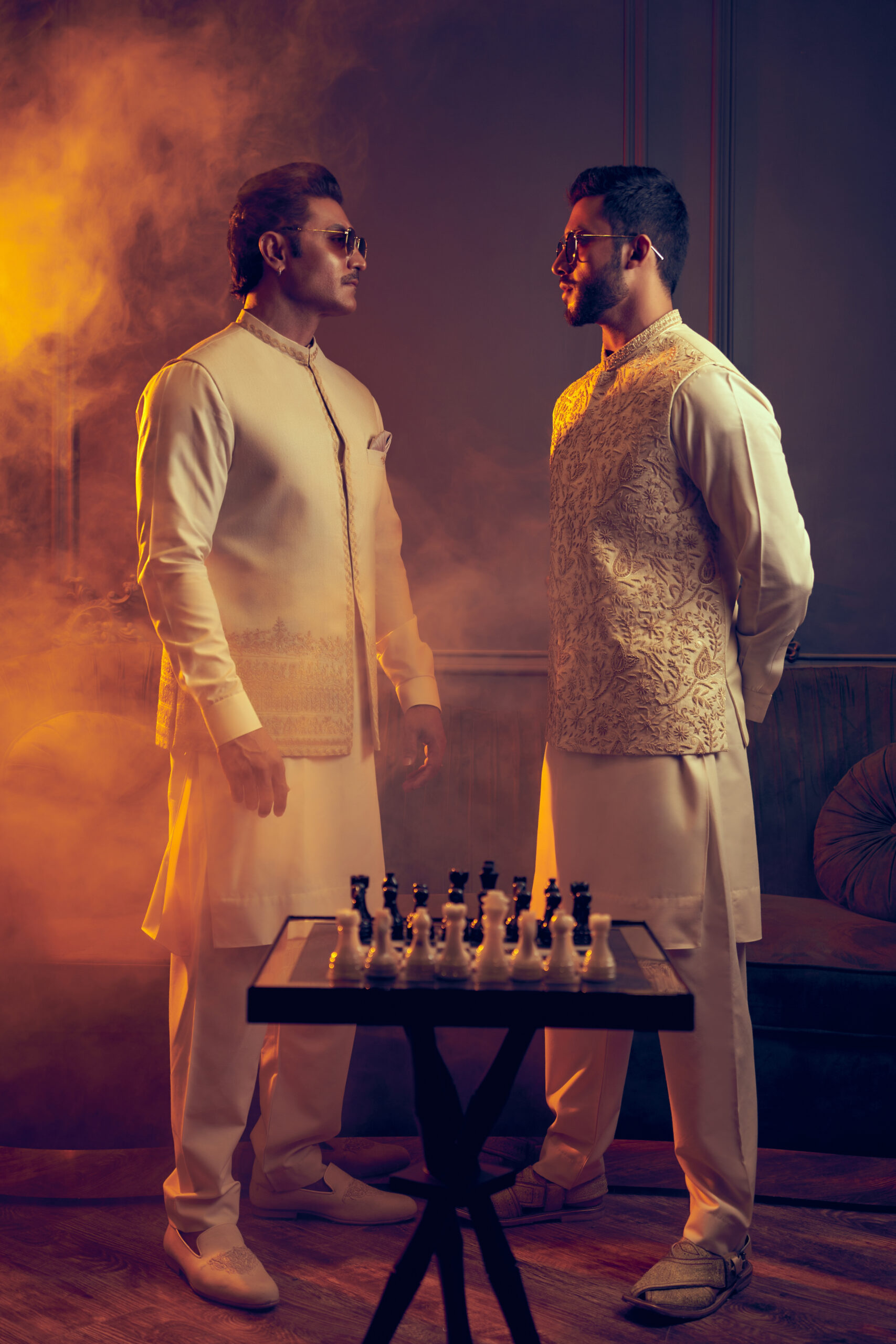 Ivory Embroidered Silk Blend Waistcoat (3-Piece) - Image 3