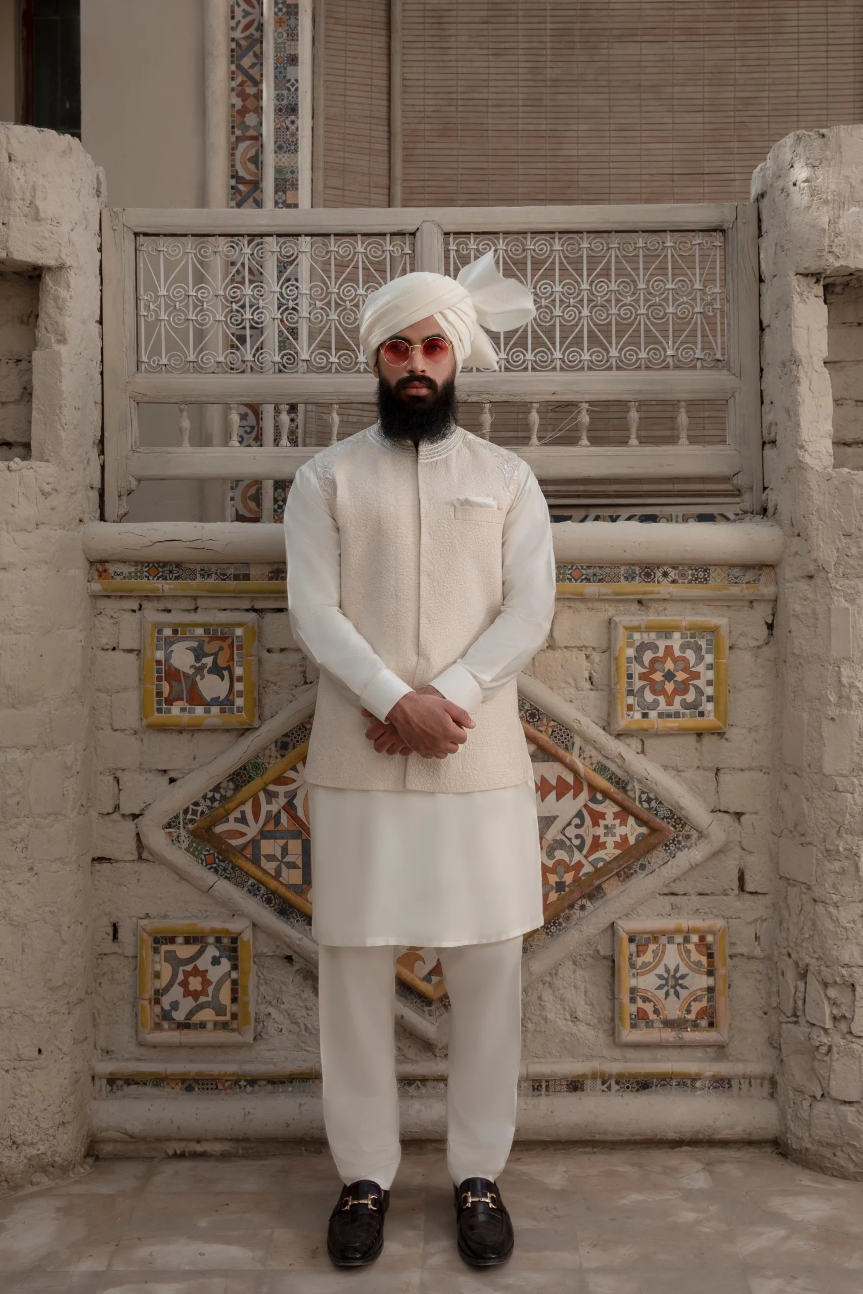 Off-White Embroidered Silk-Blend Waistcoat (3-Piece) - Image 4