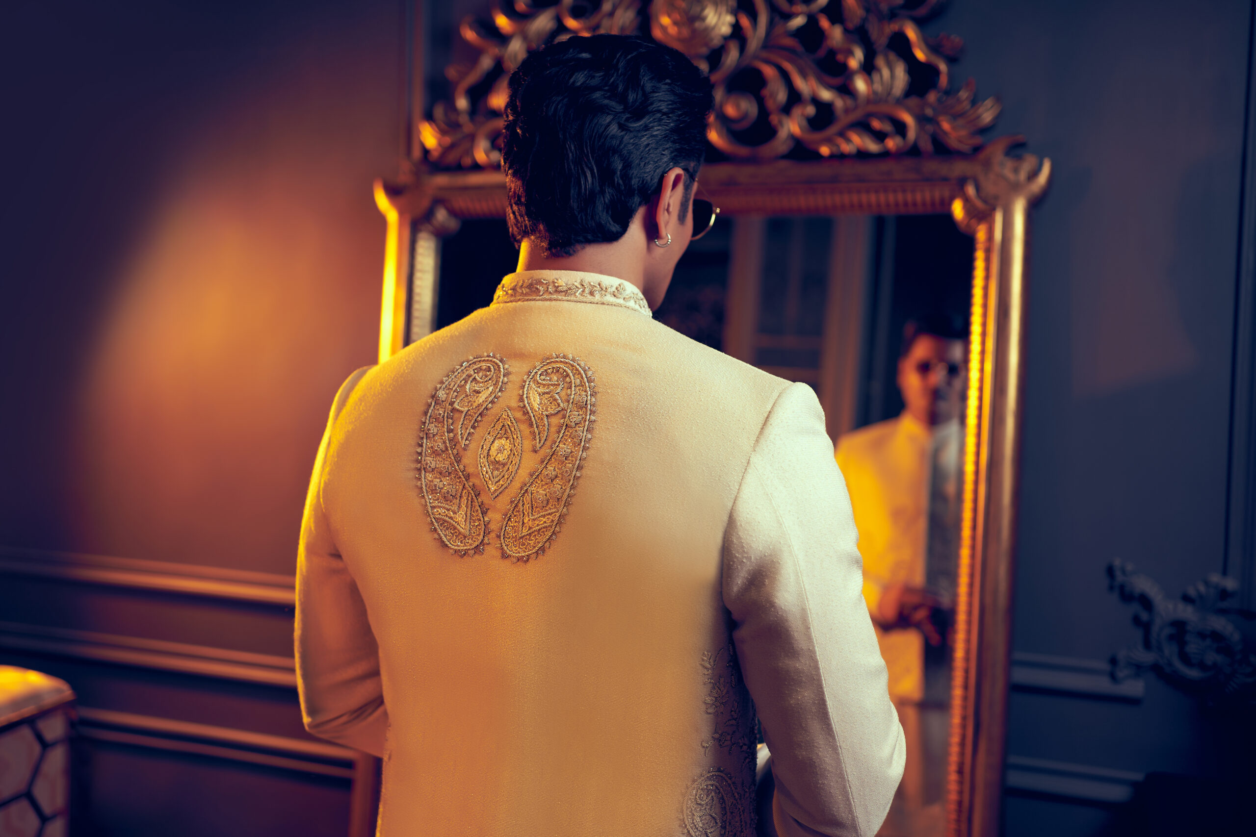 Ivory Embroidered Silk-Blend Waistcoat Kurta (3-Piece) - Image 2