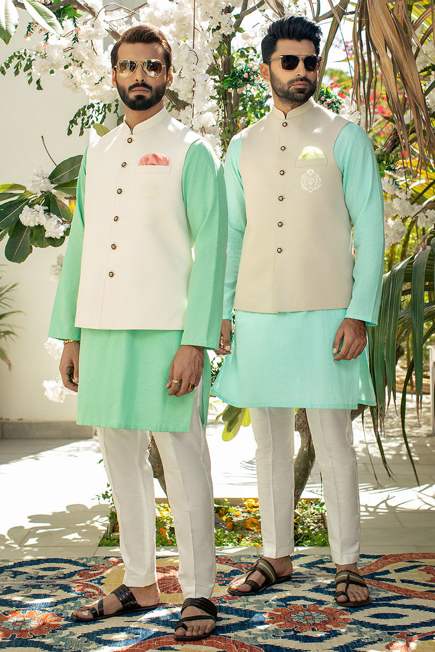 Off-White Embroidered Suiting Waistcoat (3-Piece) - Image 5