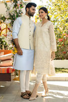 Off-White Embroidered Suiting Waistcoat (3-Piece) - Image 4