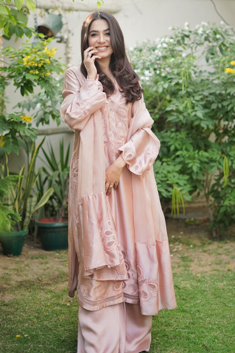 Vanilla Embellished Organza Cape Dress (3-Piece) - Image 2