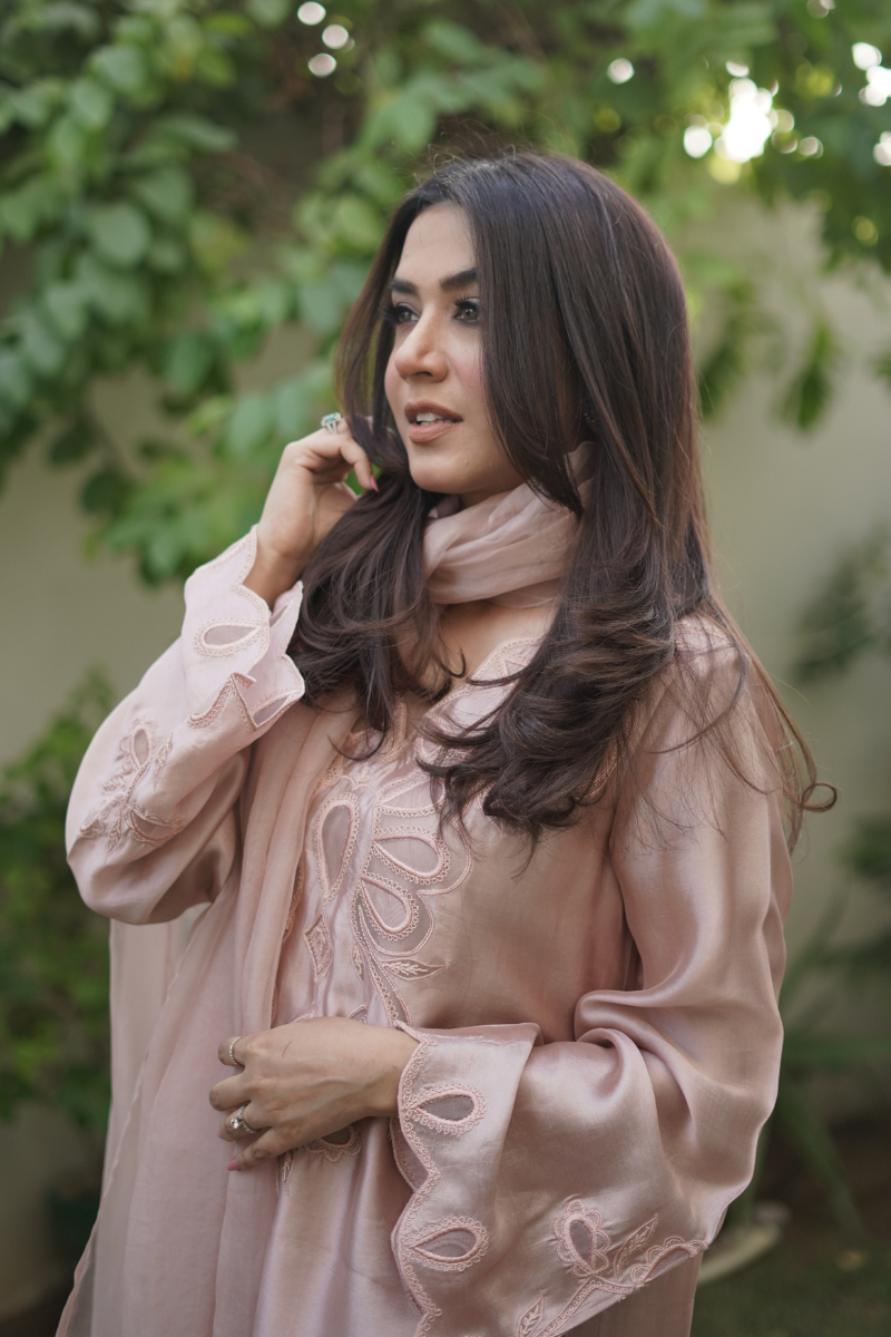 Vanilla Embellished Organza Cape Dress (3-Piece) - Image 5