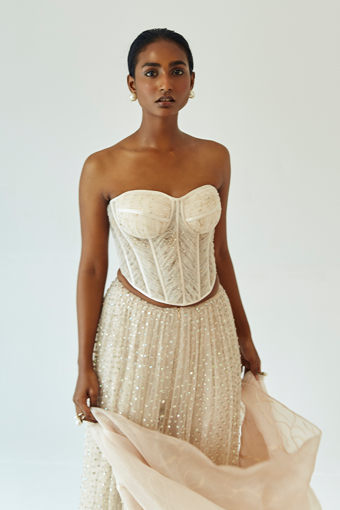 Ivory Embellished Net Co-ord Set (3-Piece) - Image 7