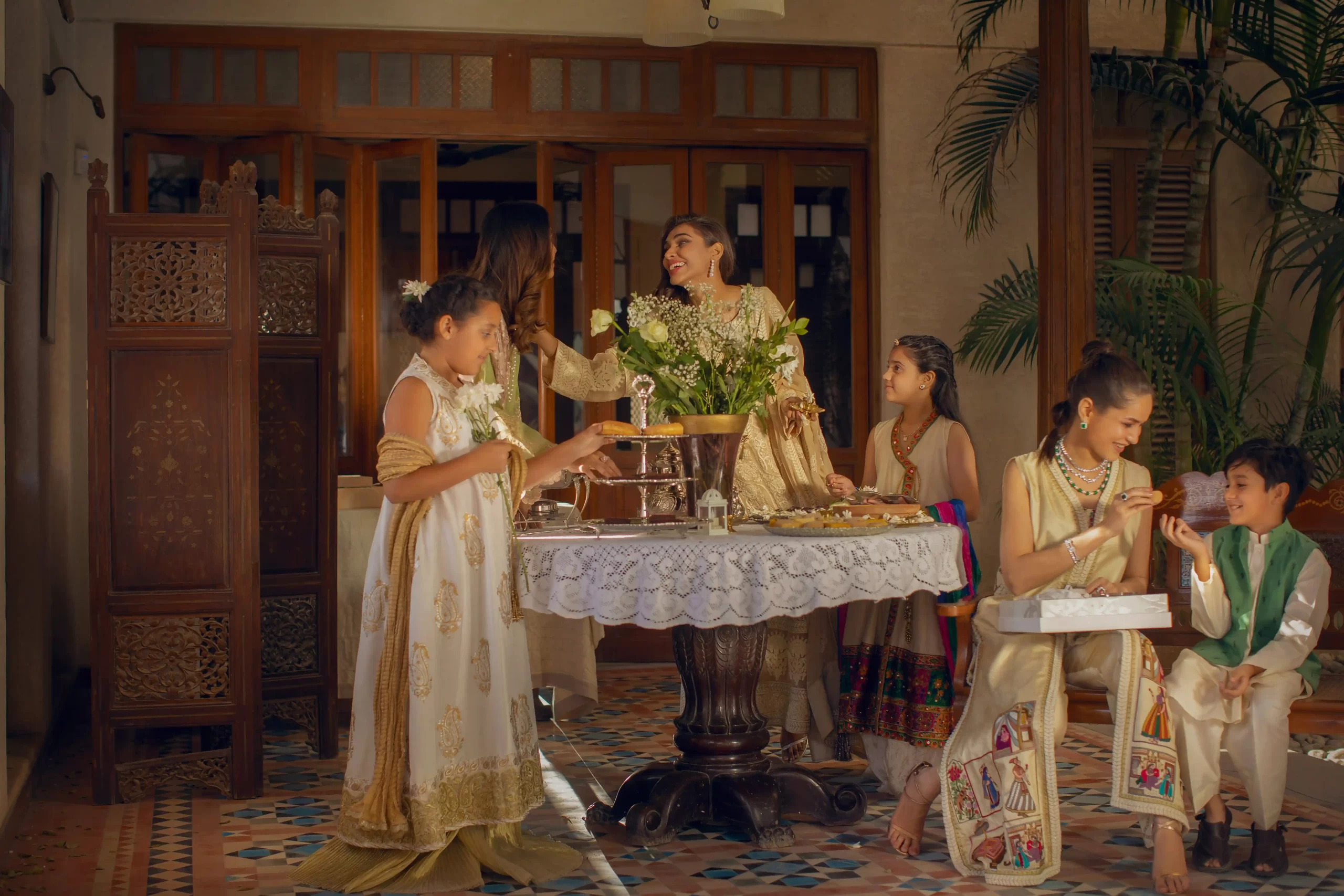 Off-White Miniature Embroidered Raw Silk Coat (2-Piece) - Image 5