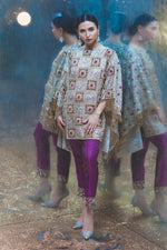 Ivory and Purple Handworked Organza Kaftan (2-Piece) - Image 3