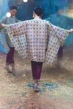 Ivory and Purple Handworked Organza Kaftan (2-Piece) - Image 5