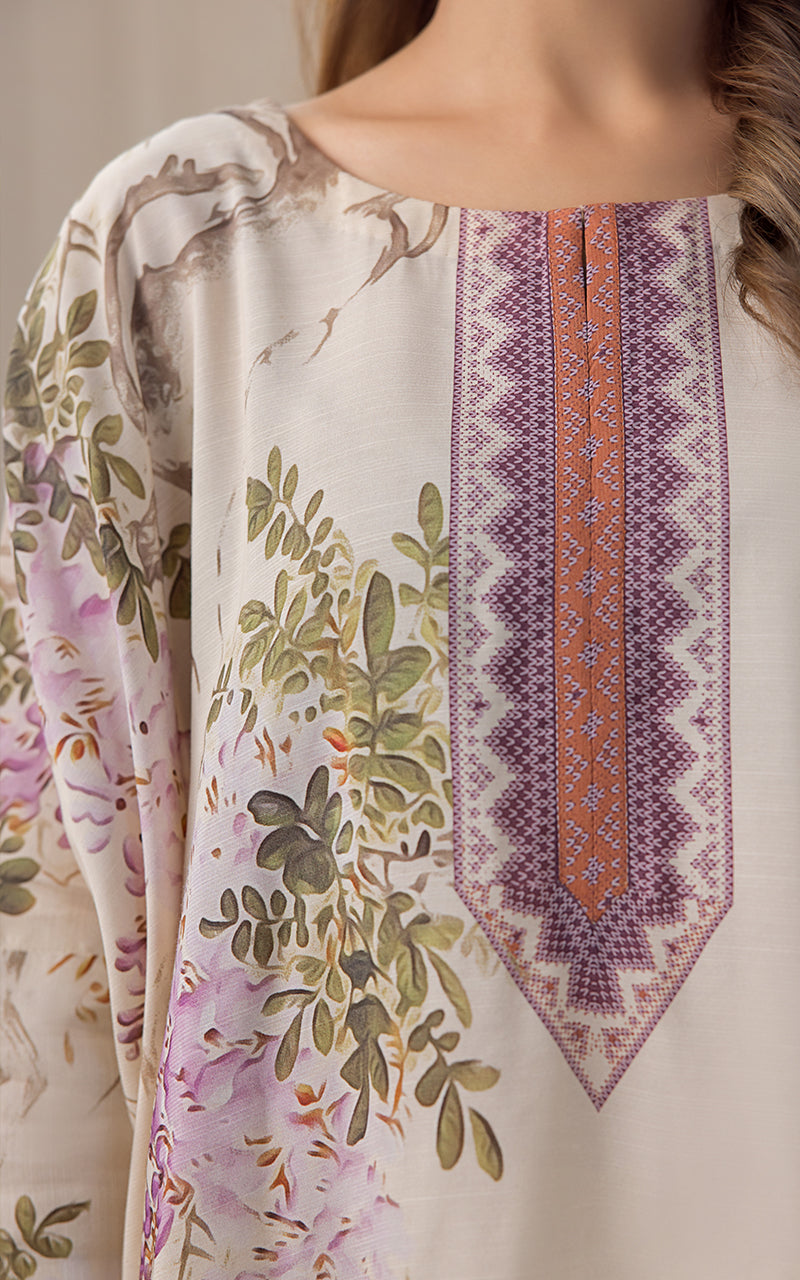 Ivory Printed Viscose Silk Poncho (2-Piece) - Image 7