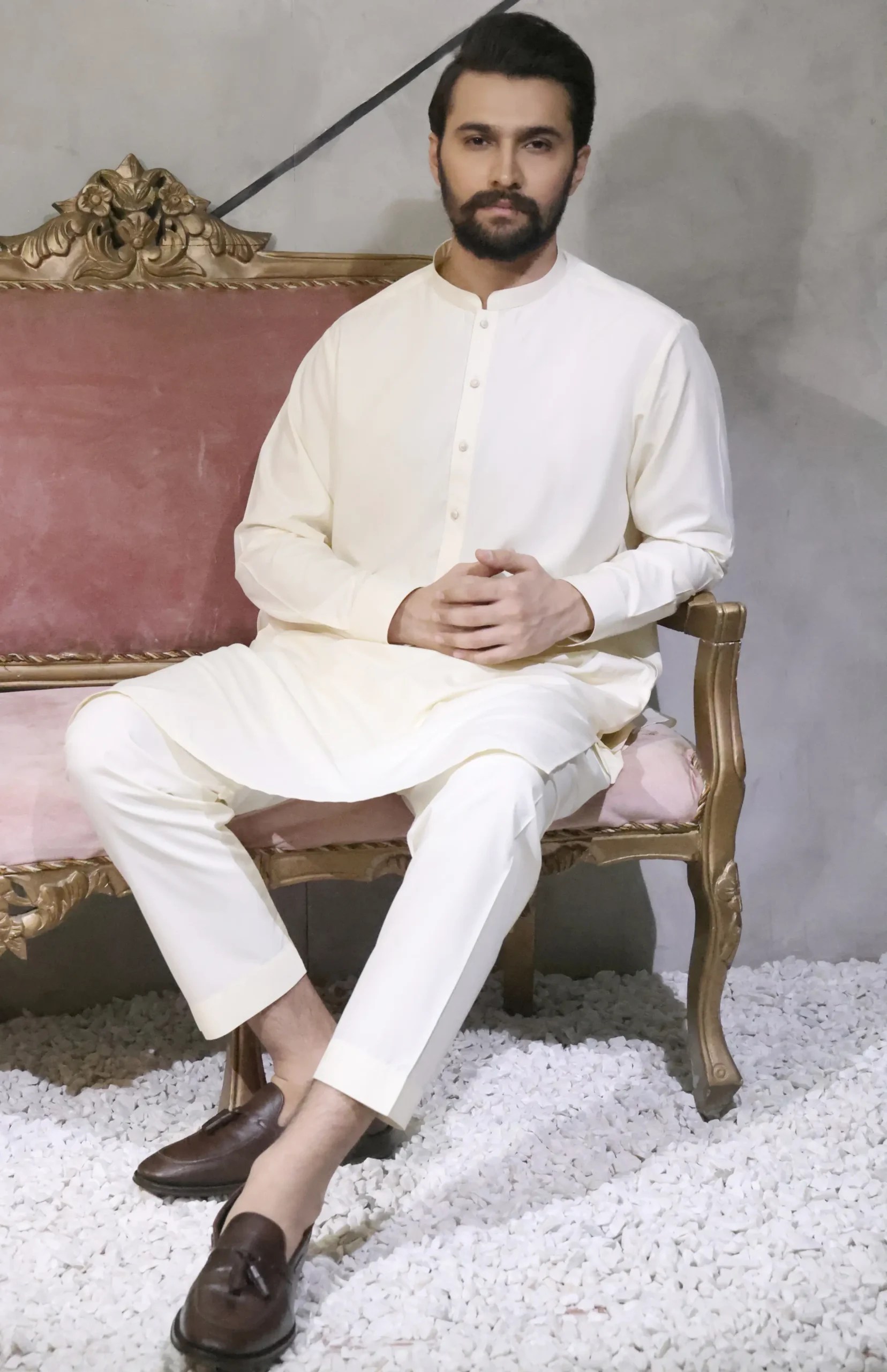 Ivory White Cotton Kurta Pajama Set (2-Piece) - Image 2