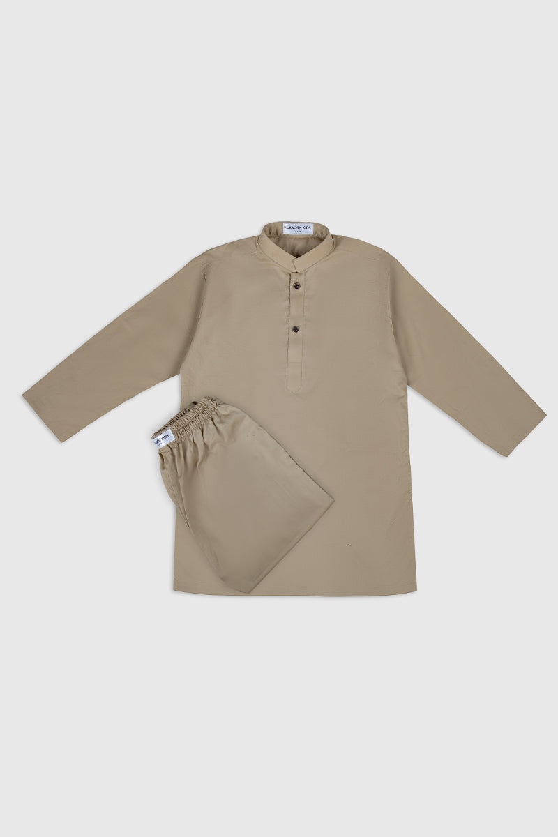 Ivory Cotton Boys Kurta Trouser Set (2-Piece) - Image 3