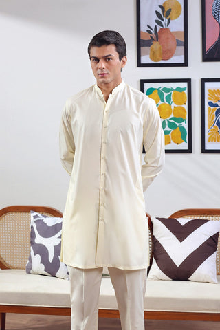 Cream Wash-and-Wear Kurta Pajama (2-Piece) - Image 9
