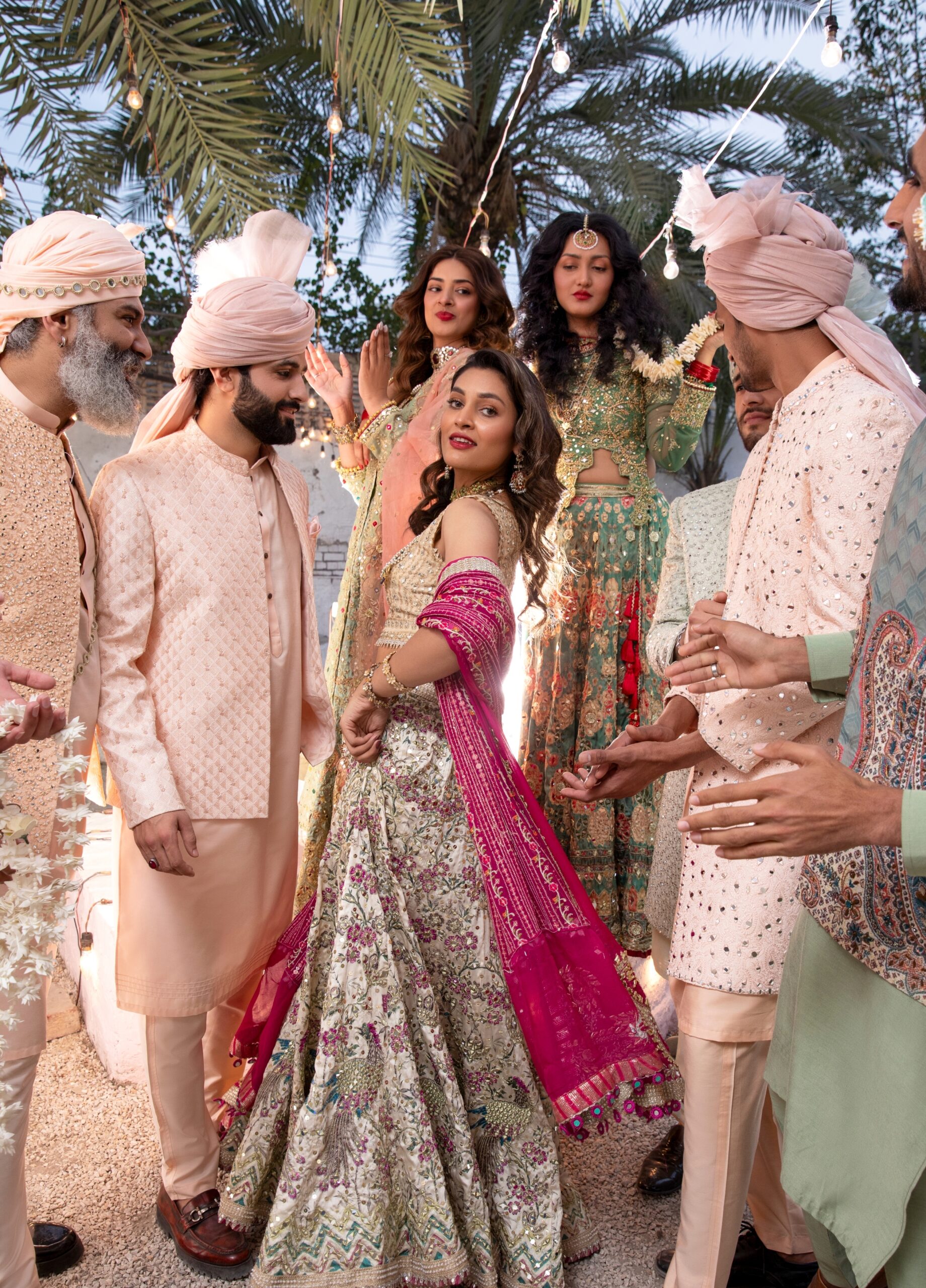 Off-White Embellished Silk Bridal Lehenga Choli (3-Piece) - Image 4