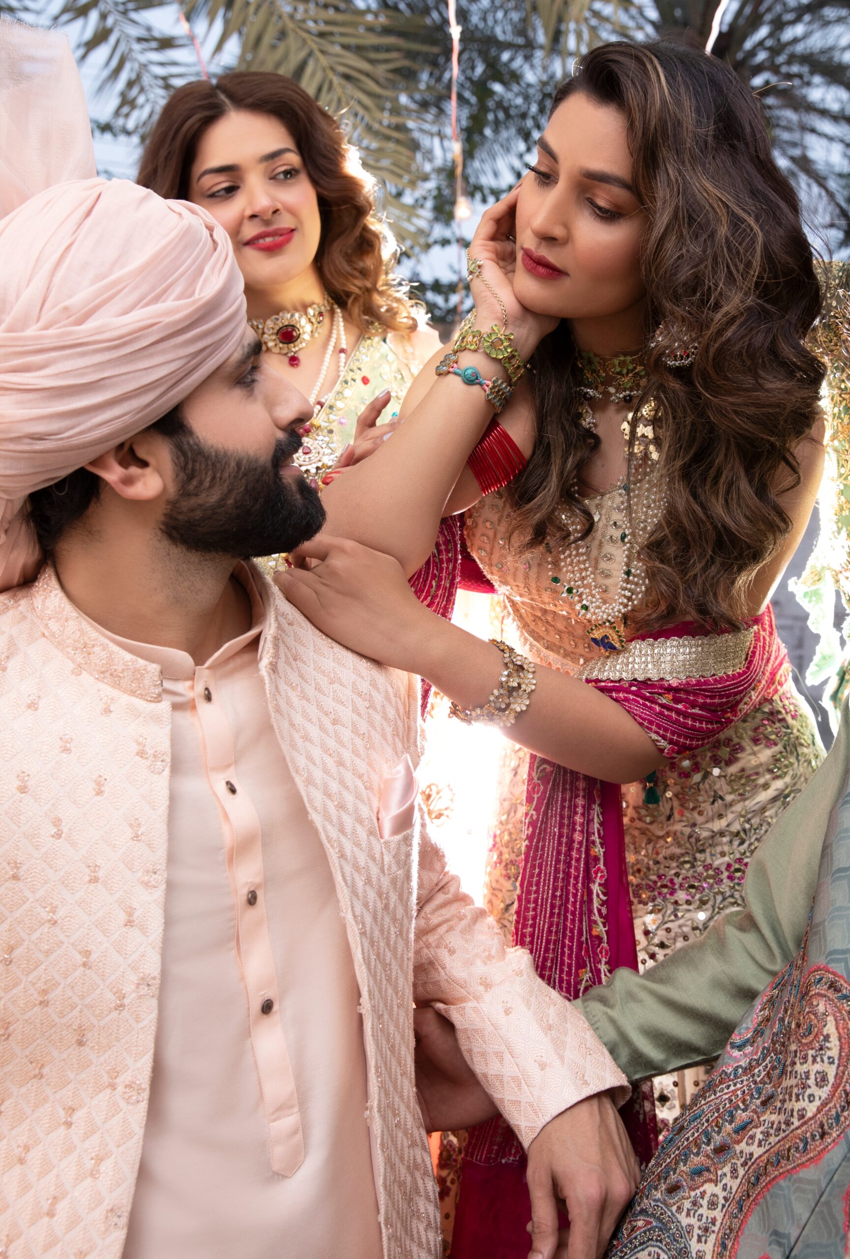 Off-White Embellished Silk Bridal Lehenga Choli (3-Piece) - Image 6