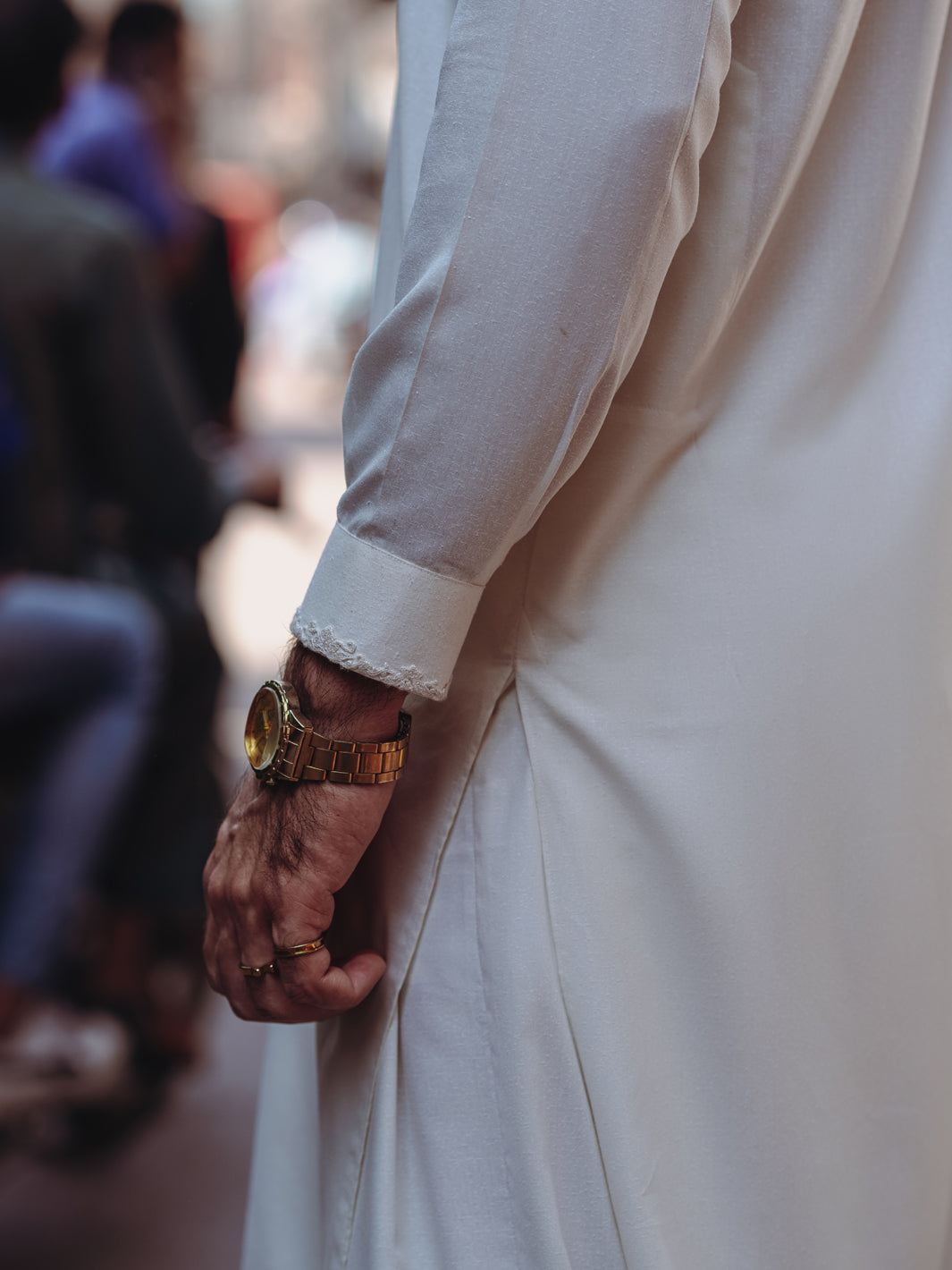 Off White Dori Embroidered Blended Shalwar Kameez (2-Piece) - Image 4