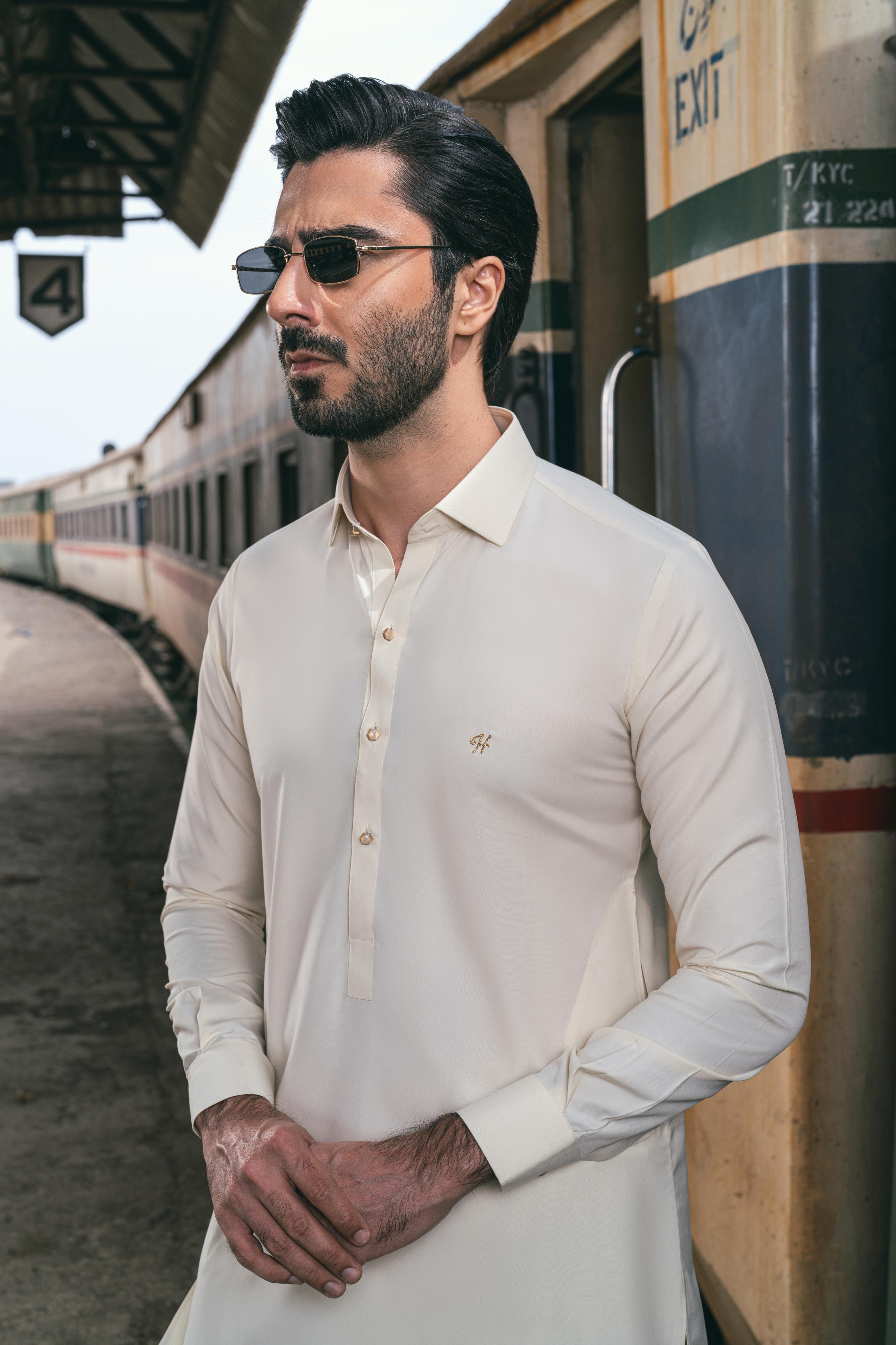 Cream Bosky Shalwar Kameez (2-Piece) - Image 4