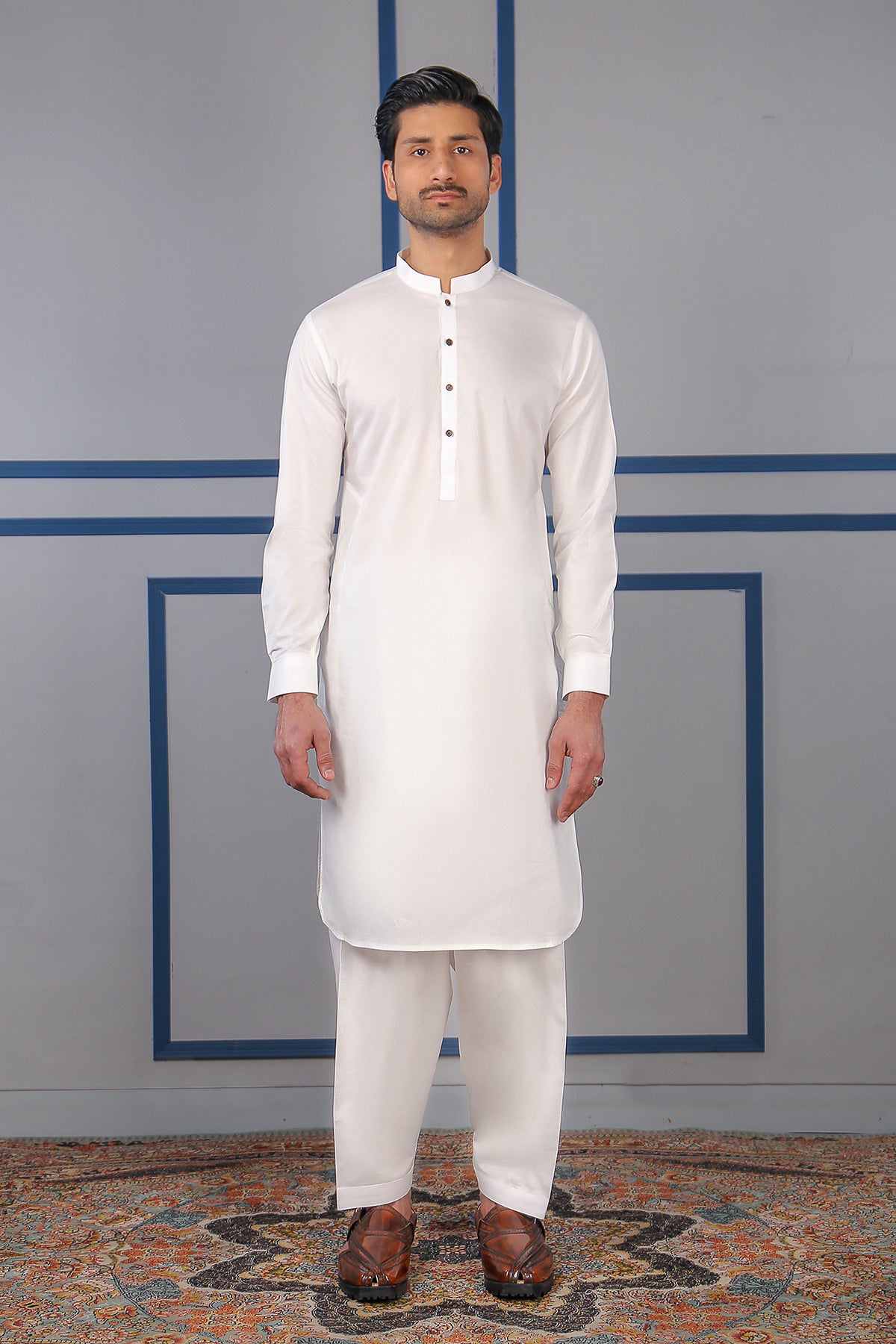 Off-White Pima Cotton Kurta Shalwar (2-Piece) - Image 1