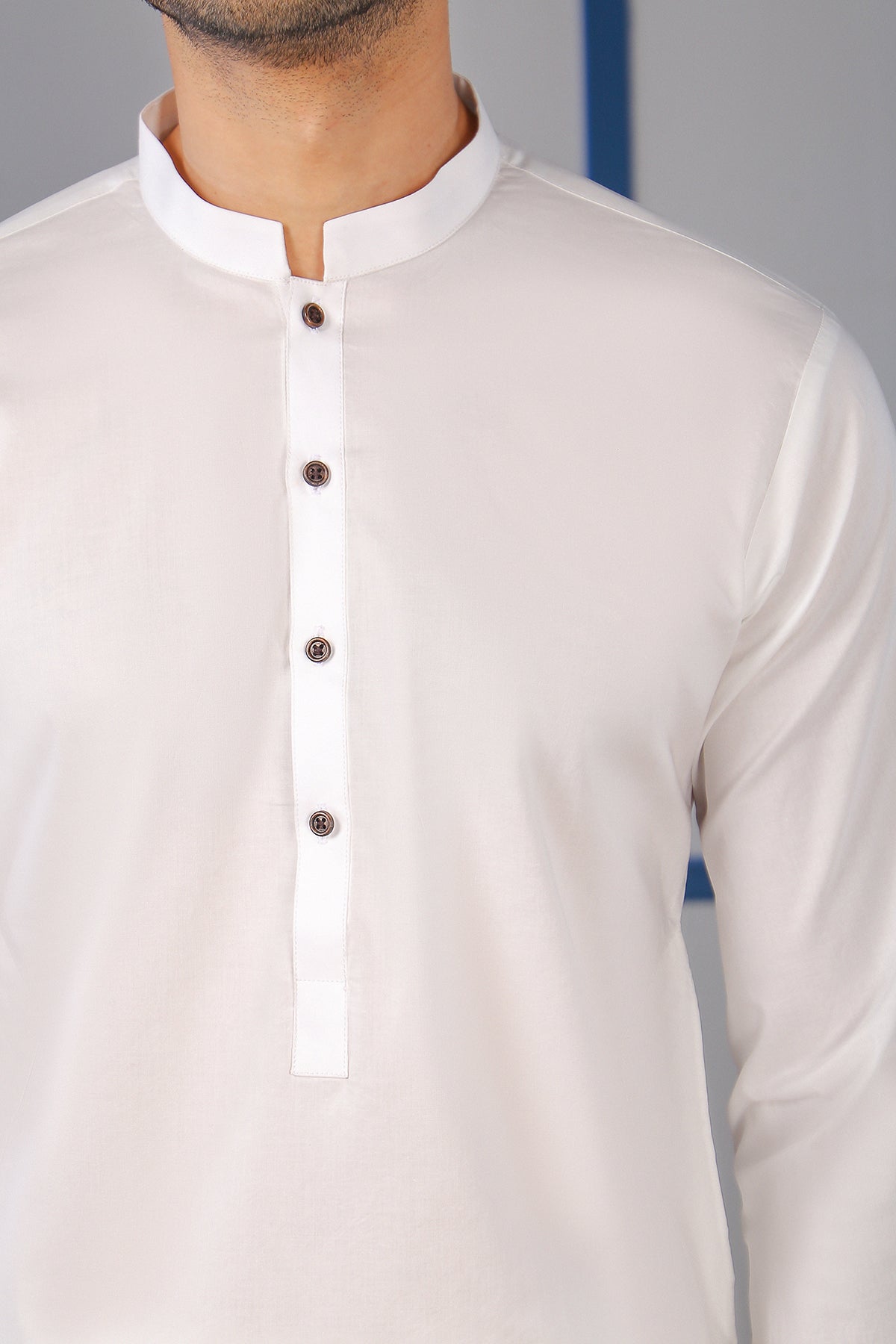 Off-White Pima Cotton Kurta Shalwar (2-Piece) - Image 3