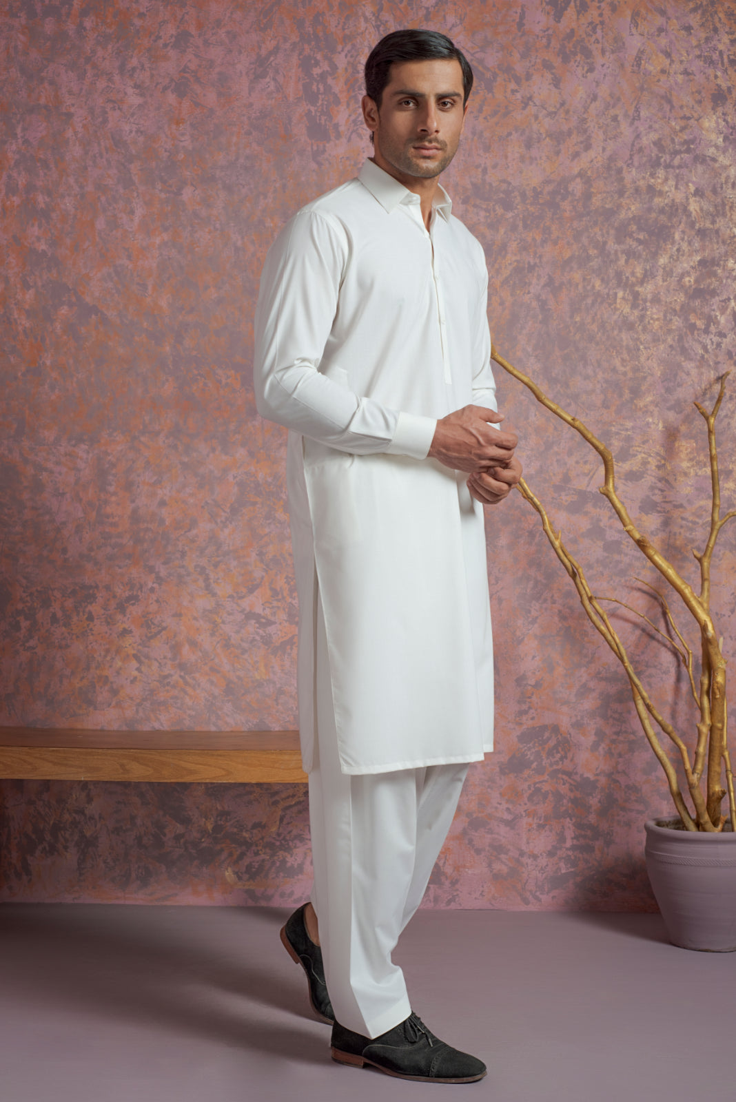 Off-White Wash and Wear Shalwar Kameez (2-Piece) - Image 4