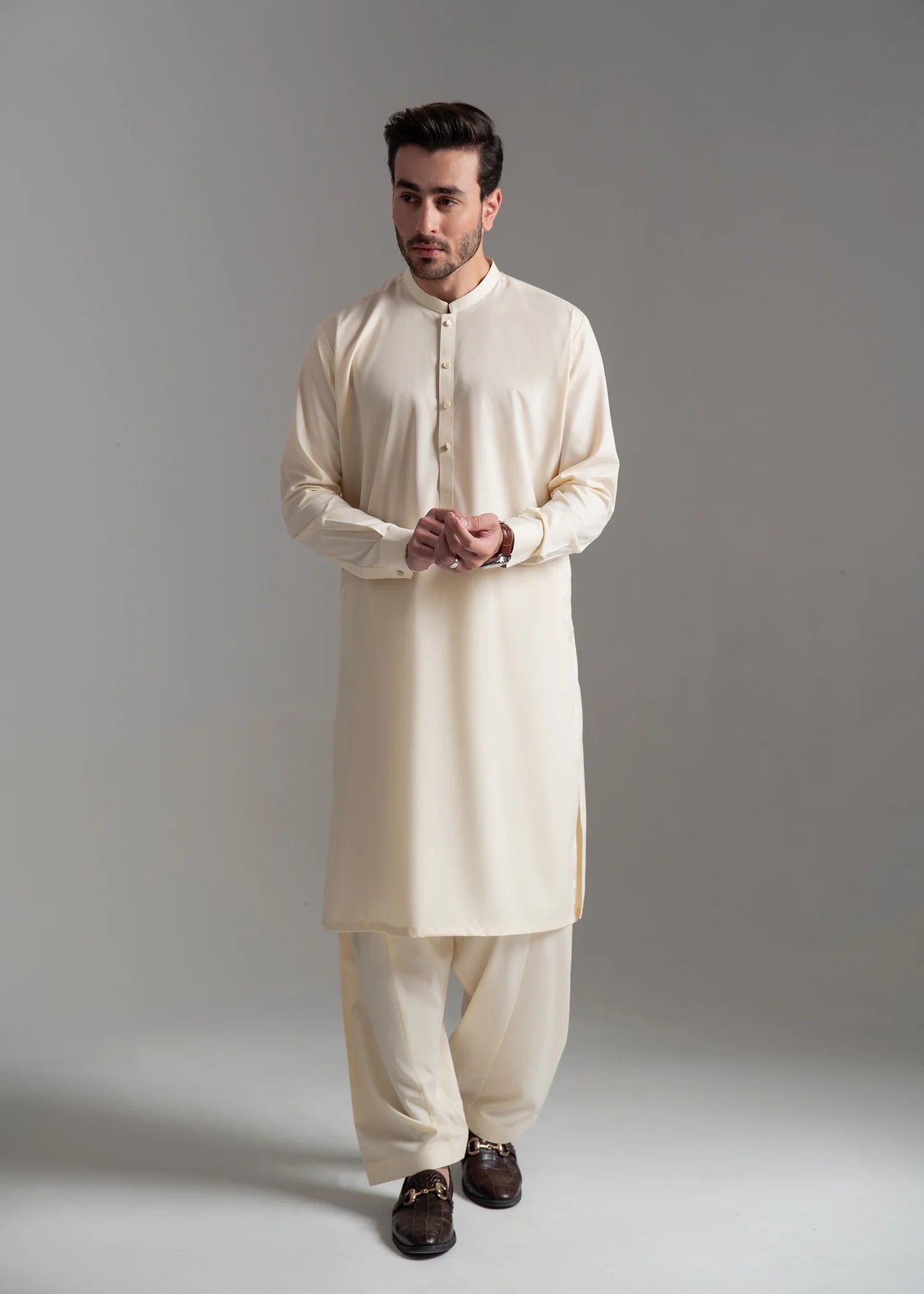 Off-White Wash & Wear Shalwar Kameez (2-Piece) - Image 1
