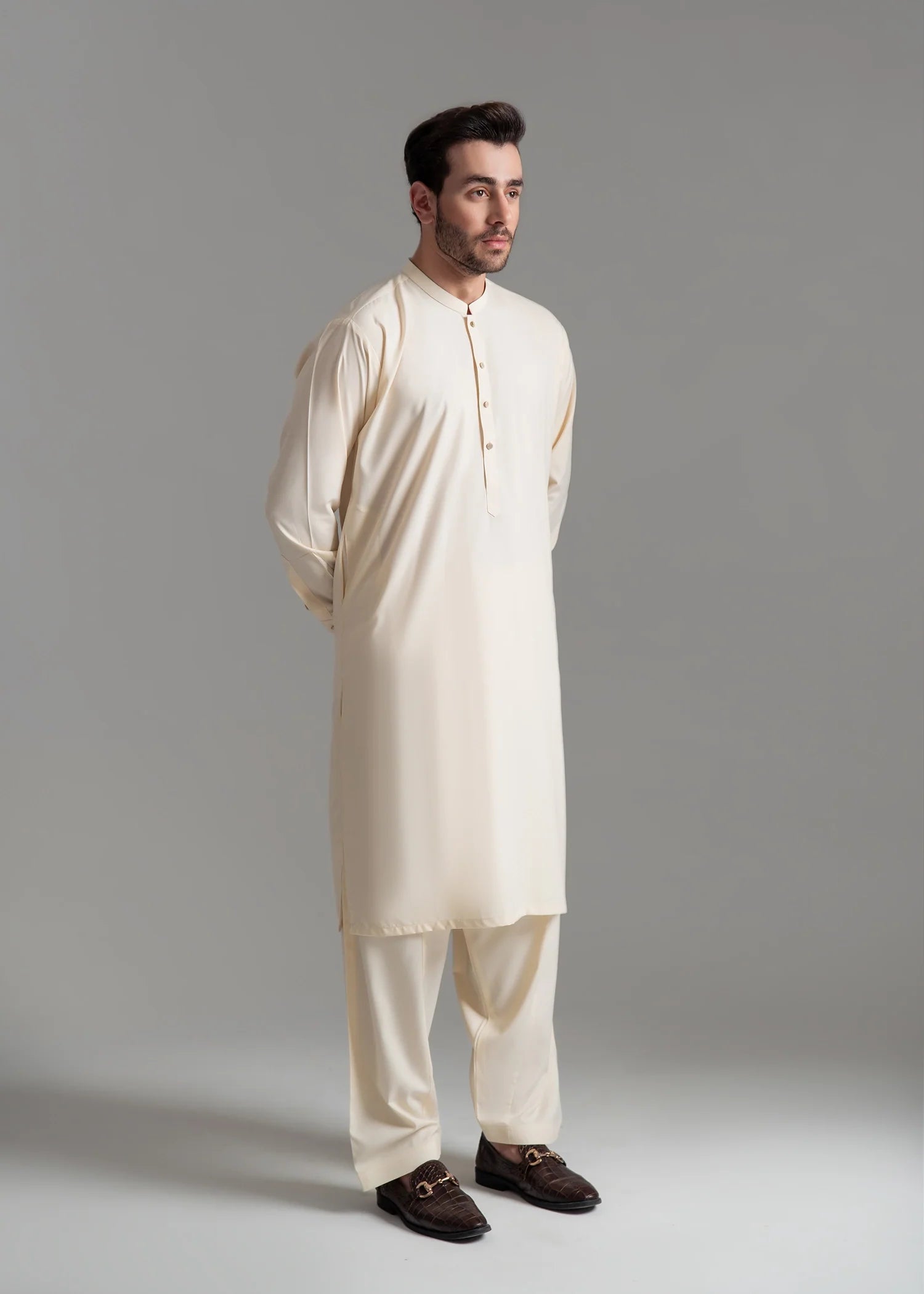 Off-White Wash & Wear Shalwar Kameez (2-Piece) - Image 3