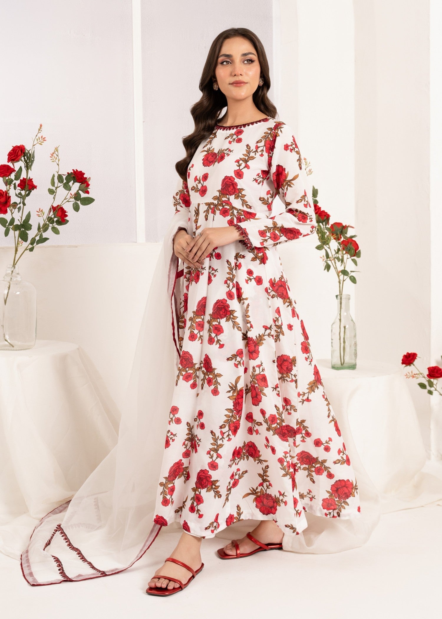 Off-White Printed Poly Lawn Pishwas (2-Piece) - Image 3