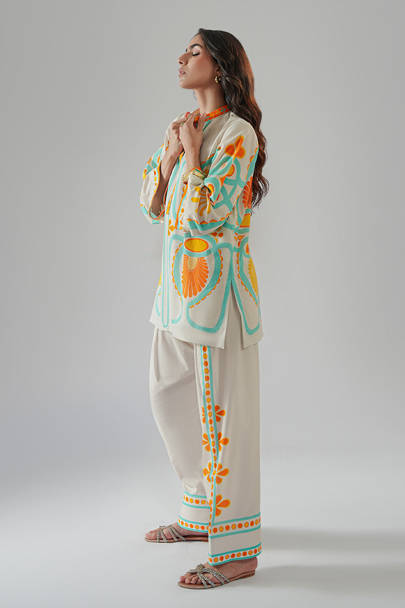 Ivory Printed Cambric Salwar Kameez (2-Piece) - Image 3