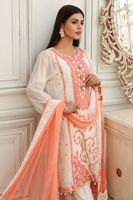 Pakistani Ivory Embroidered Cotton Net Salwar Kameez (3-Piece) - Image 4
