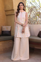 Off-White Embroidered Cotton Net Salwar Kameez (3-Piece) - Image 2