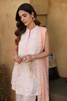 Off-White Embroidered Cotton Net Salwar Kameez (3-Piece) - Image 6