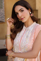 Off-White Embroidered Cotton Net Salwar Kameez (3-Piece) - Image 7