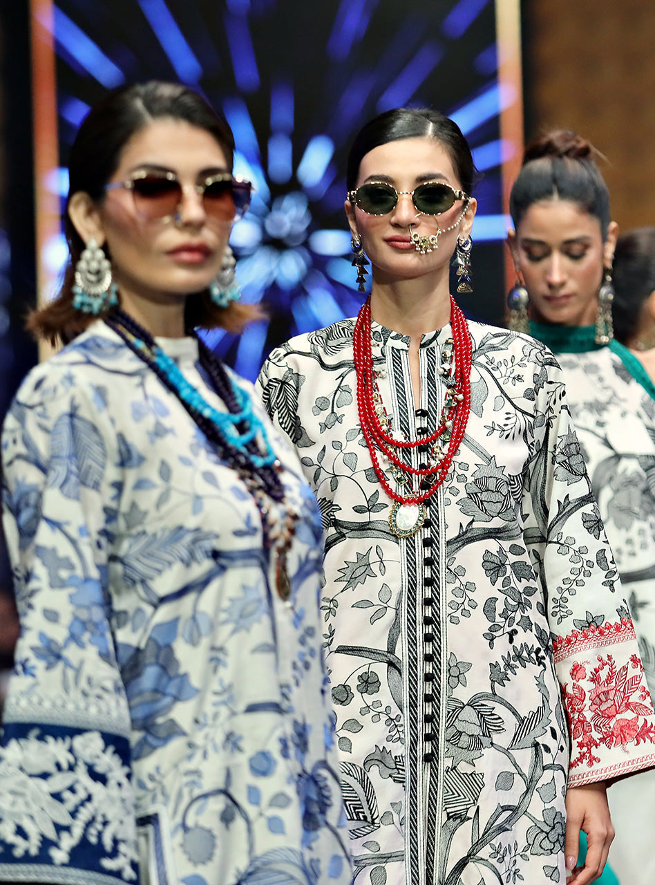 Ivory Blue Kantha Embroidered Long Shirt (2-Piece) - Image 6