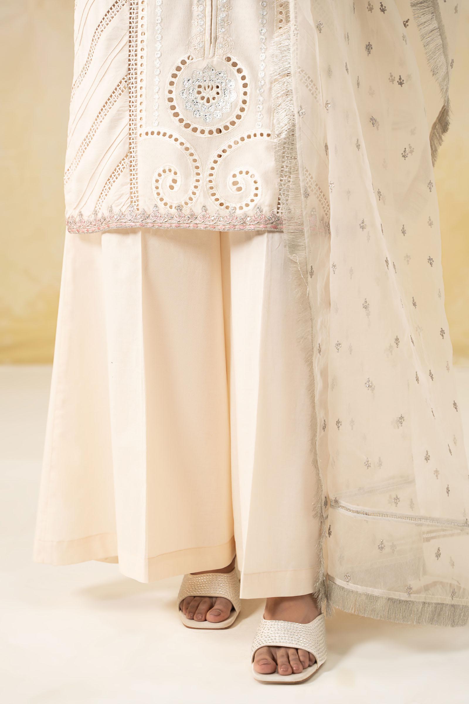 Off-White Embroidered Dobby Salwar Kameez (3-Piece) - Image 6