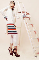 Pakistani Off-White Hand-Stitched Georgette Chiffon Tunic (3-Piece) - Image 4