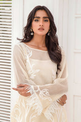 Pakistani French Vanilla Appliqué Georgette Chiffon Salwar Kameez (3-Piece) - Image 5