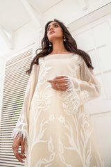 Pakistani French Vanilla Appliqué Georgette Chiffon Salwar Kameez (3-Piece) - Image 7