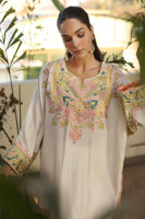 Pakistani Off-White Embroidered Georgette Salwar Kameez (2-Piece) - Image 6
