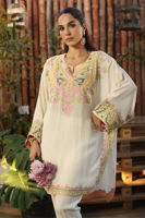 Pakistani Off-White Embroidered Georgette Salwar Kameez (2-Piece) - Image 7