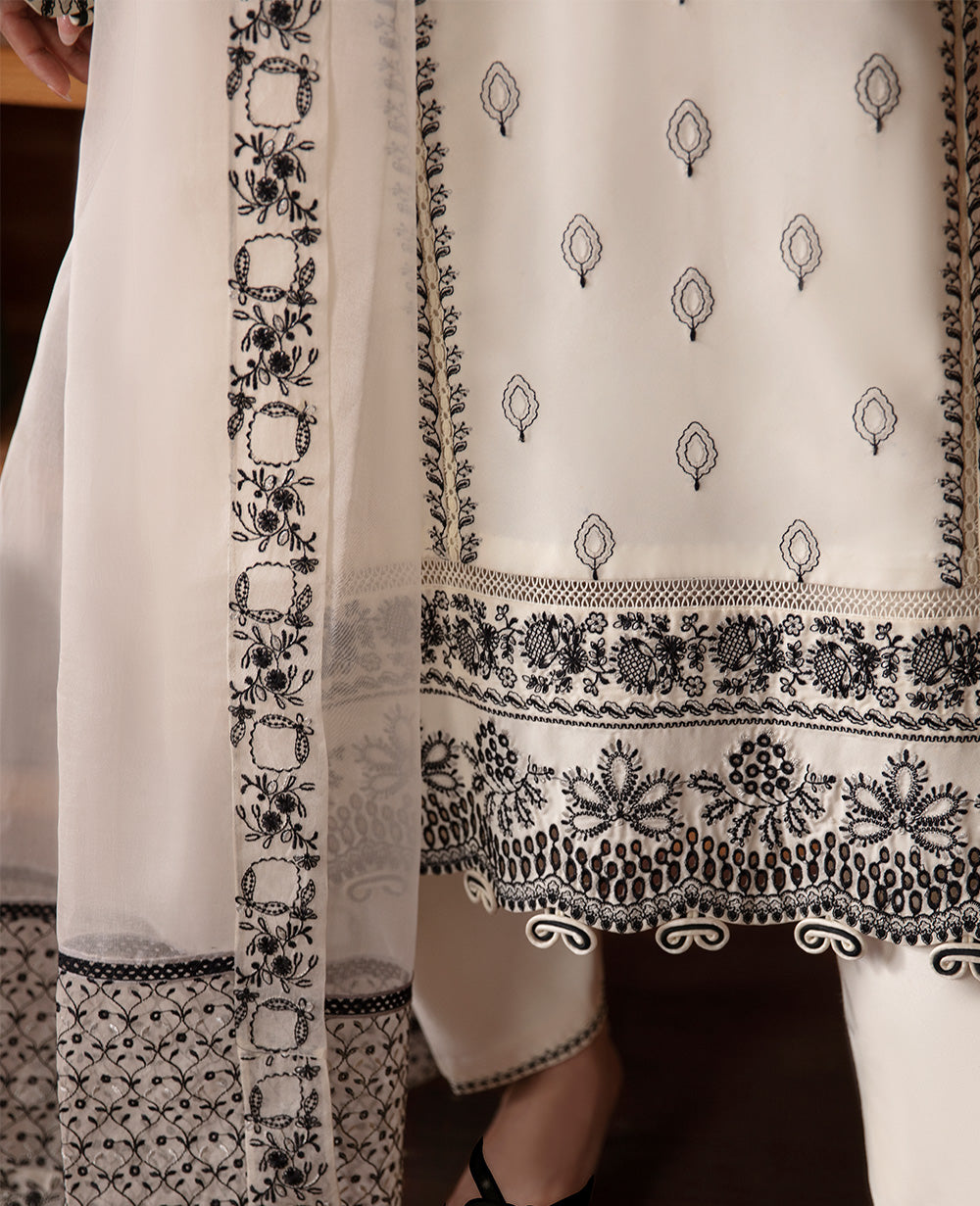 Ivory Embroidered Grip Salwar Kameez (3-Piece) - Image 6