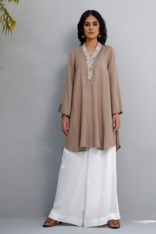Pakistani Bone Resham Kamdani Handwoven Tunic (2-Piece) - Image 1