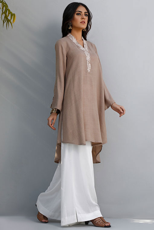 Pakistani Bone Resham Kamdani Handwoven Tunic (2-Piece) - Image 2