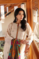 Off-White Embroidered Karandi Lawn Long Shirt (2-Piece) - Image 6