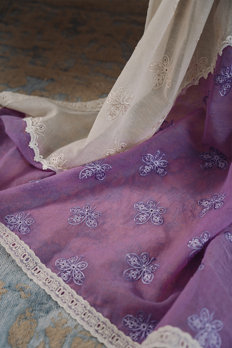 Pakistani Lavender Toile Print Khaadi Silk Salwar Kameez (2-Piece) - Image 6