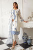 Pakistani Ivory Blue Embroidered Khaddi Net Kurta Set (3-Piece) - Image 2