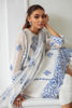Pakistani Ivory Blue Embroidered Khaddi Net Kurta Set (3-Piece) - Image 3