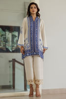 Ivory Azure Embroidered Korean Silk Co-ord Set (2-Piece) - Image 5