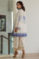 Ivory Azure Embroidered Korean Silk Co-ord Set (2-Piece) - Image 6