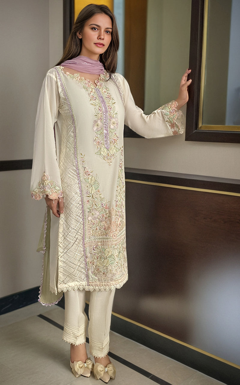 Ivory Embroidered Lawn 2-Piece Suit - Image 1