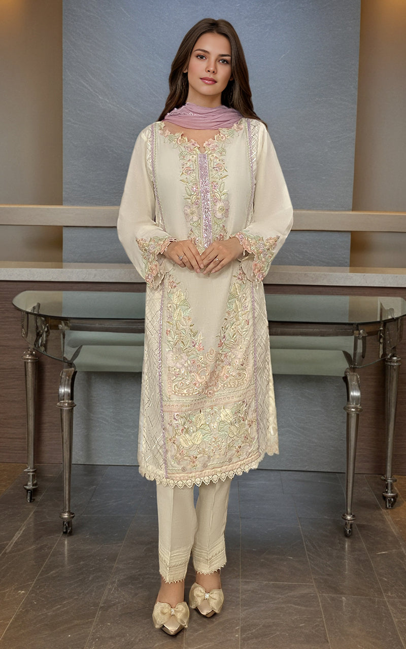 Ivory Embroidered Lawn 2-Piece Suit - Image 4