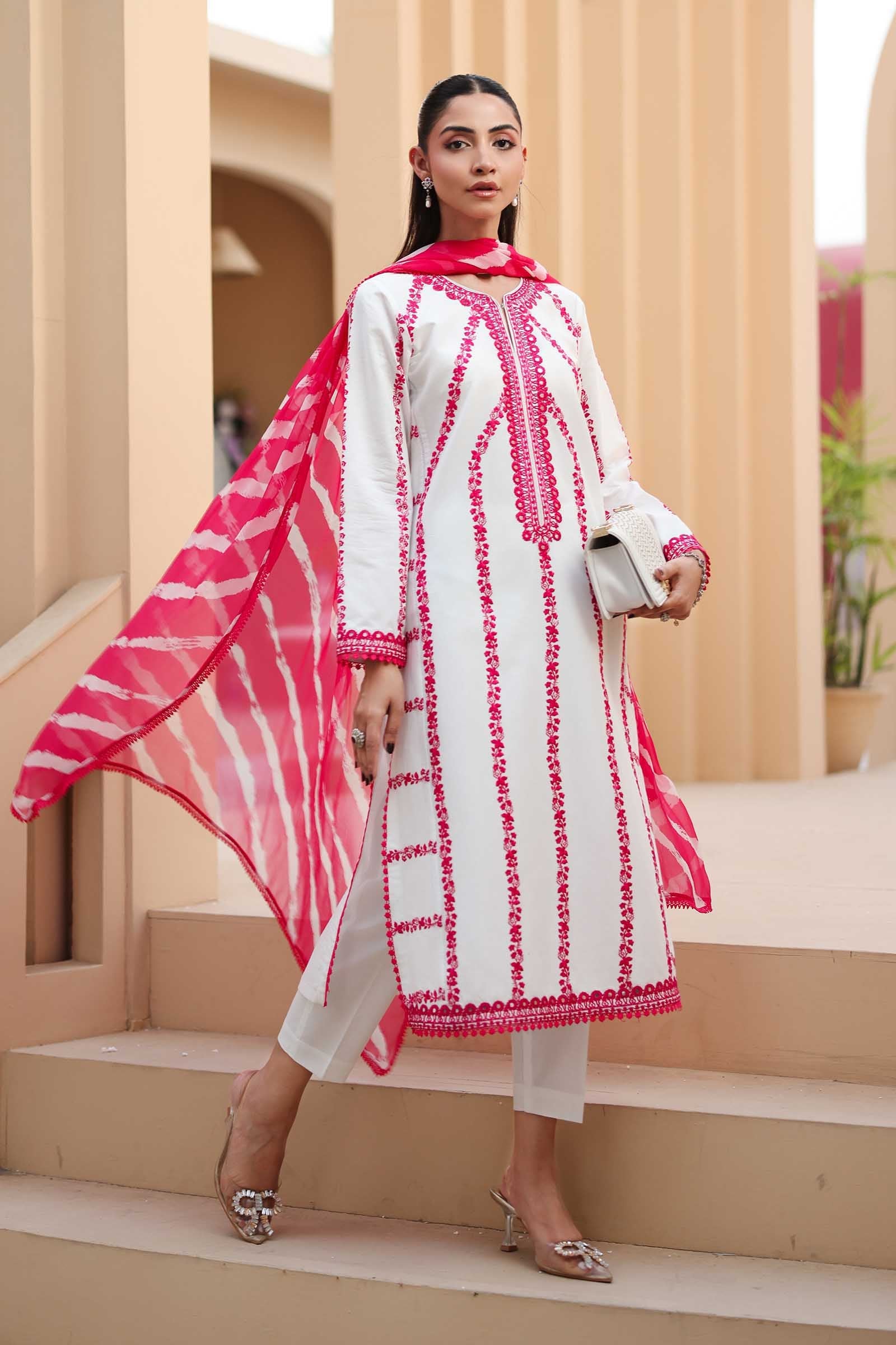 Off-White Panni Embroidered Lawn Salwar Kameez (3-Piece) - Image 5