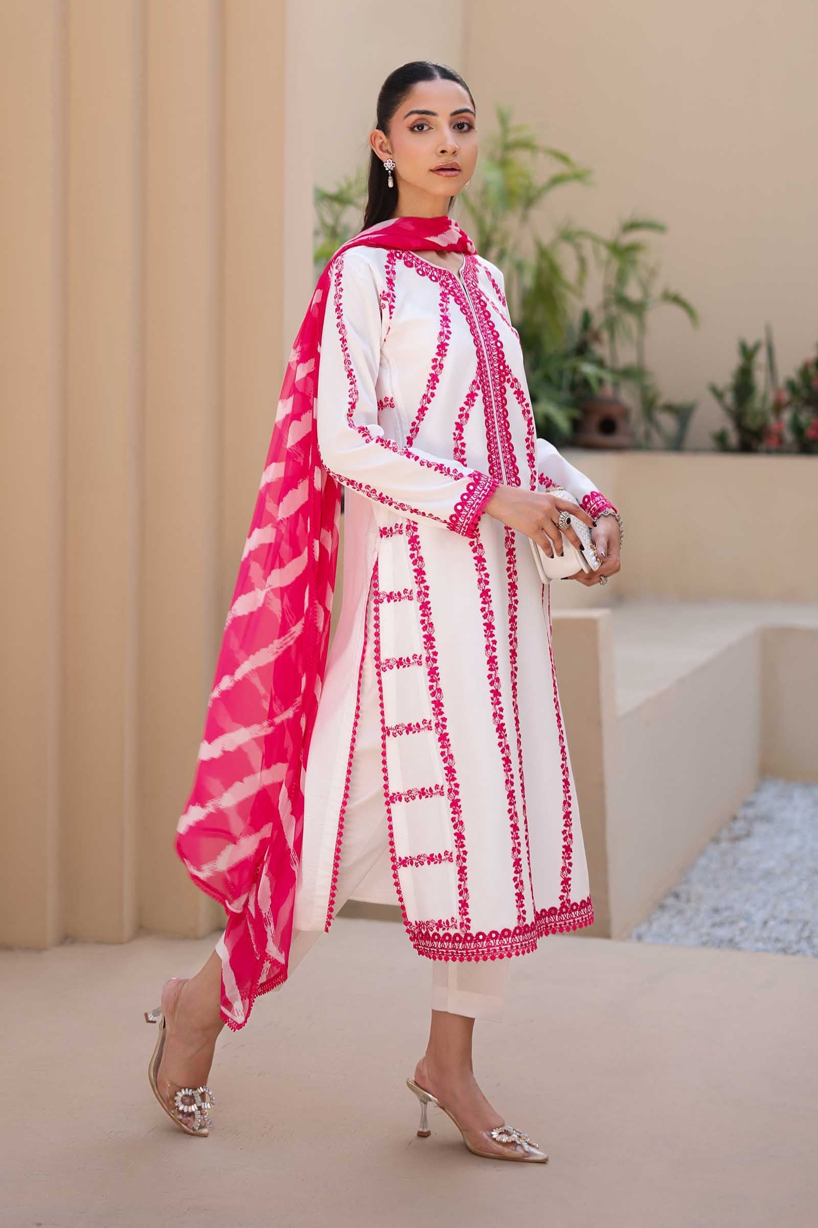 Off-White Panni Embroidered Lawn Salwar Kameez (3-Piece) - Image 6